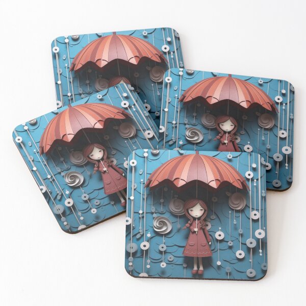Item preview, A girl with an umbrella hanging in the rain designed and sold by aiphotosart.