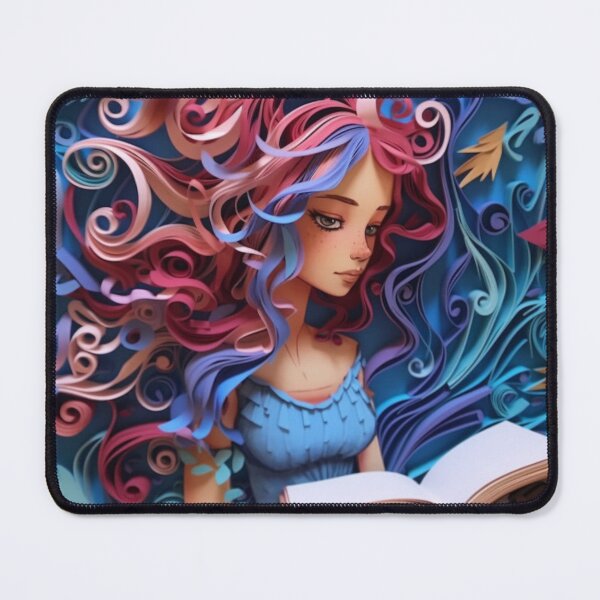 Item preview, A girl with colorful hair reading a book made by folded paper designed and sold by aiphotosart.