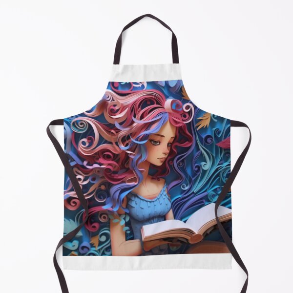 Item preview, A girl with colorful hair reading a book made by folded paper designed and sold by aiphotosart.