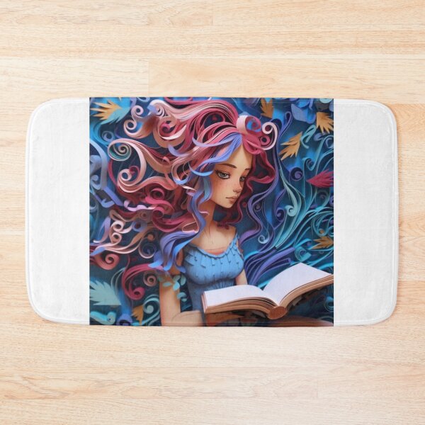 Item preview, A girl with colorful hair reading a book made by folded paper designed and sold by aiphotosart.