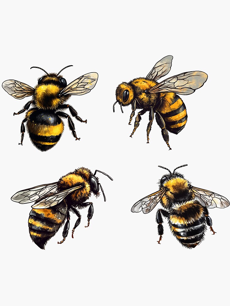 Thumbnail 3 of 3, Sticker, Busy Bumble Bees Sticker Pack designed and sold by edward-corke.