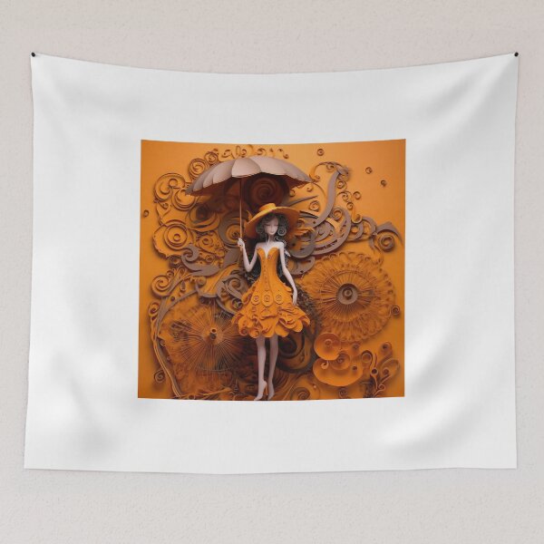 Item preview, A sculpture is made of quillings, featuring a woman holding an umbrella designed and sold by aiphotosart.