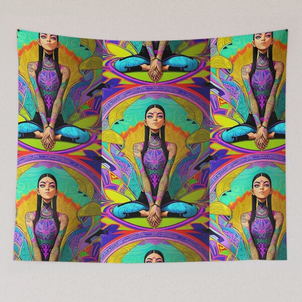 Item preview, Yoga Girl Artwork in Trippy Psychedelic Colors designed and sold by SoccaTamam.