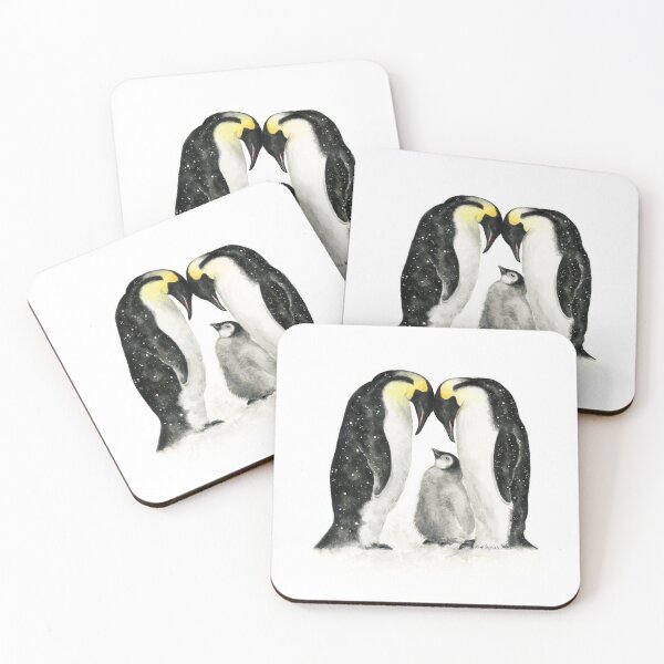 Item preview, Penguin family watercolour art designed and sold by Lianne Marie.