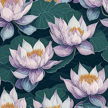 Vietnamese Floral Lotus and White Design | Flowers | Lotus | Leaves |  Patterns | Sticker