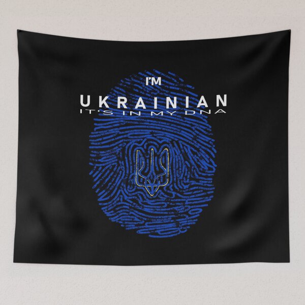 Item preview, Vintage Fingerprint With Blue Yellow Trizub Trident - I'm Ukrainian It's In My DNA  designed and sold by Aide.