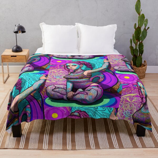 Item preview, Yoga Girl Artwork in Trippy Psychedelic Colors designed and sold by SoccaTamam.