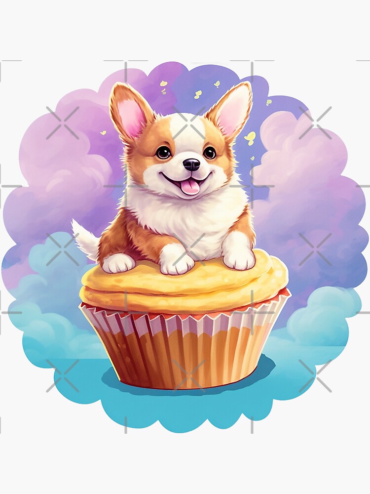 Sticker for Sale mit Cupcake Corgi von Pinkgamechick Redbubble