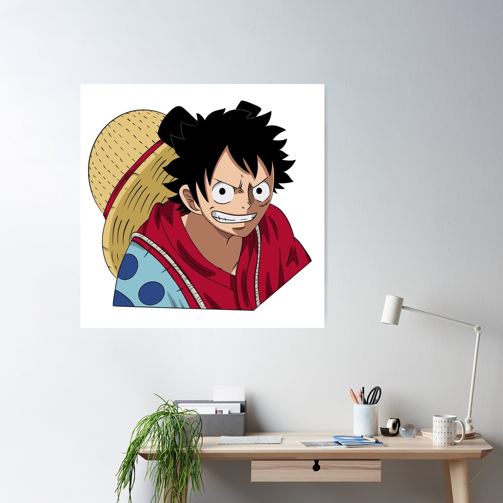 One Piece - Luffy in Wano Artwork Poster Emoldurado, Quadro em, roupa do  luffy em wano 