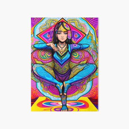 Yoga Girl Artwork in Trippy Psychedelic Colors Art Board Print for Sale by  SoccaTamam