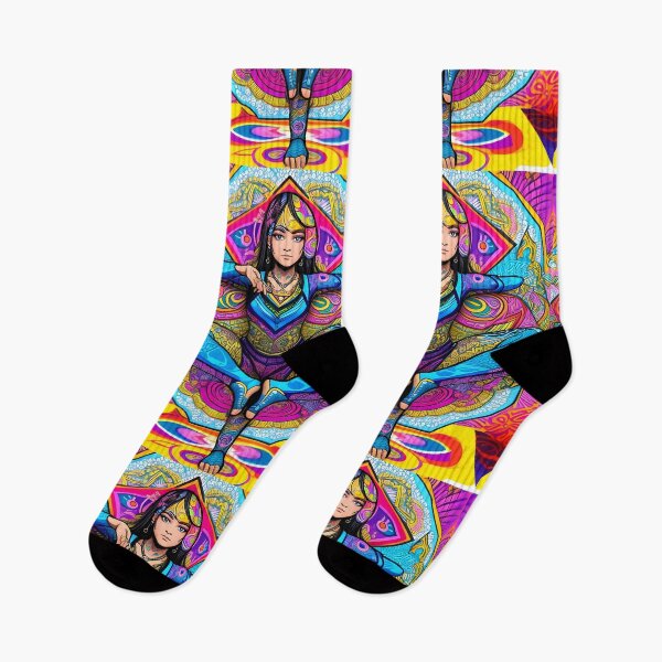 Item preview, Yoga Girl Artwork in Trippy Psychedelic Colors designed and sold by SoccaTamam.