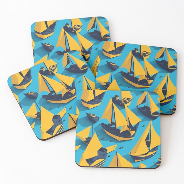 Item preview, Simple Low Poly Sailboat Design Pattern Print  designed and sold by randomtdesigns.