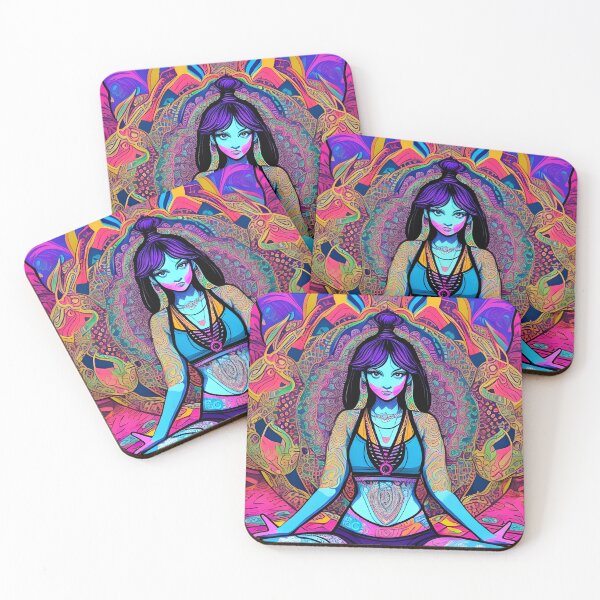 Item preview, Yoga Girl Artwork in Trippy Psychedelic Colors designed and sold by SoccaTamam.