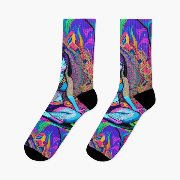 Item preview, Yoga Girl Artwork in Trippy Psychedelic Colors designed and sold by SoccaTamam.