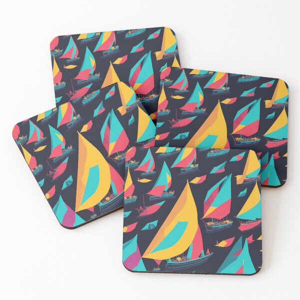 Item preview, Colorful Simple Low Poly Sailboat Design Pattern Print  designed and sold by randomtdesigns.