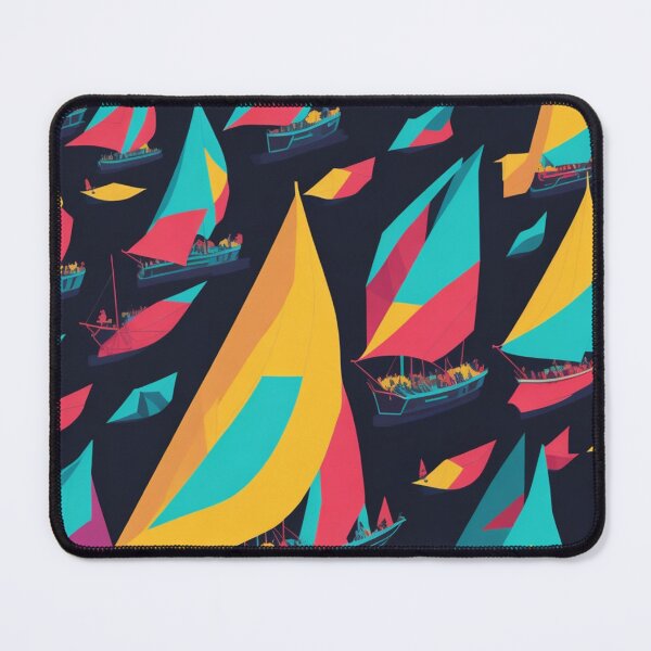 Item preview, Colorful Simple Low Poly Sailboat Design Pattern Print  designed and sold by randomtdesigns.