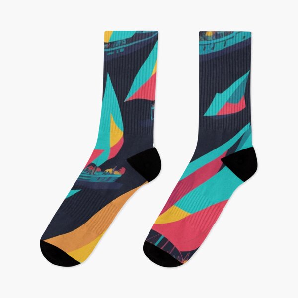 Item preview, Colorful Simple Low Poly Sailboat Design Pattern Print  designed and sold by randomtdesigns.