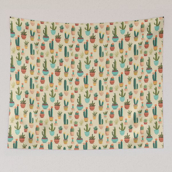Item preview, cute cactuses illustrated pattern designed and sold by Clara Designs.