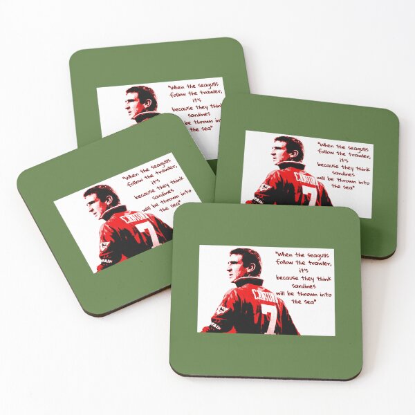Item preview, Eric Cantona - When the seagulls follow the trawler  Coasters (Set of 4) 	 designed and sold by crflemnpagh71.