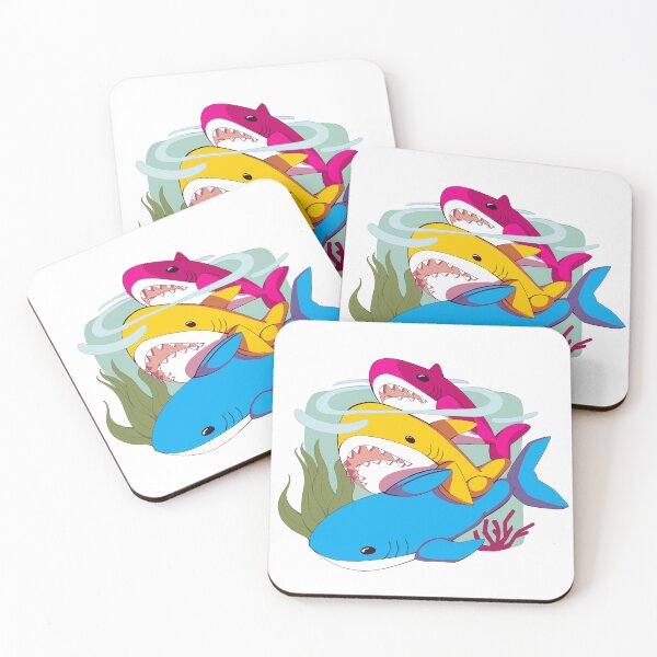 Item preview, a stack of pansexual blahaj designed and sold by rakugakidraw.
