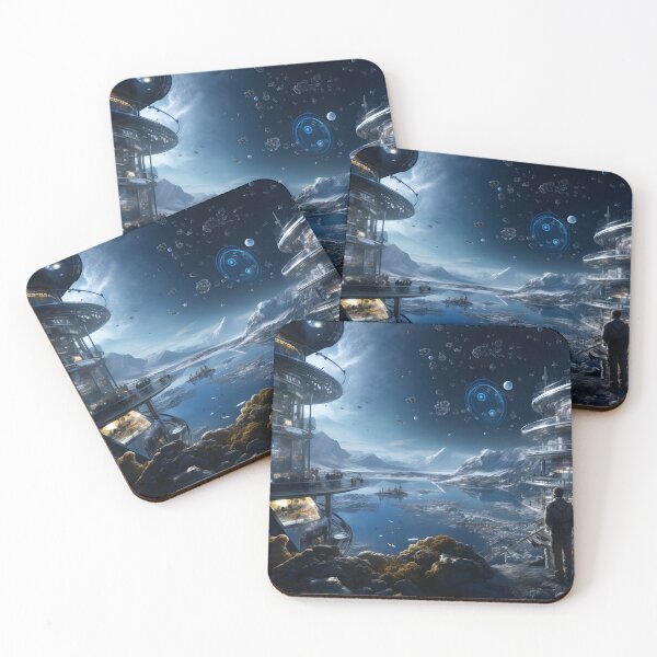 Item preview, Asteroid Belt Utopia - Futuristic Civilization Art Print designed and sold by MystiCanvas.
