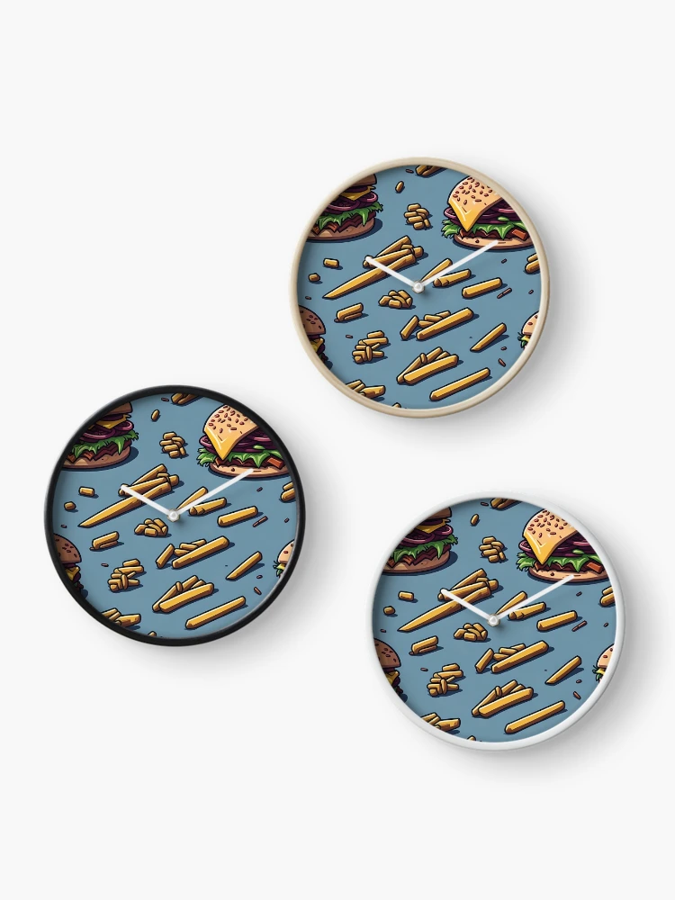 Thumbnail 3 of 4, Clock, Burger Pattern designed and sold by EBESIGN.