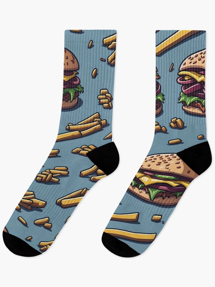 Thumbnail 1 of 5, Socks, Burger Pattern designed and sold by EBESIGN.