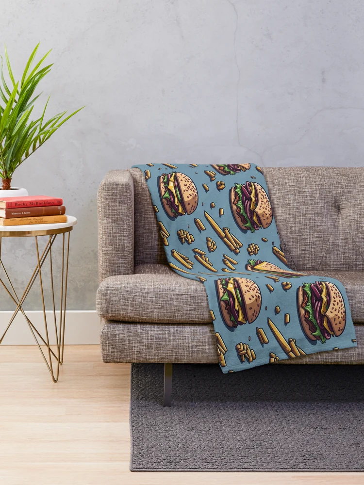 Thumbnail 2 of 6, Throw Blanket, Burger Pattern designed and sold by EBESIGN.