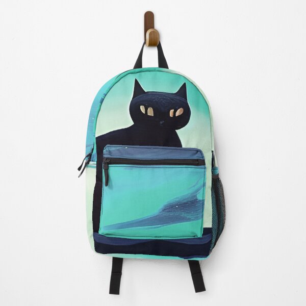 Item preview, Black Cat at the Seaside on Beach Rocks with Abstract Sky Background - AI Art designed and sold by Beachy.