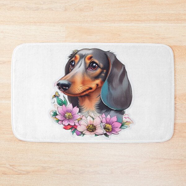 Item preview, Portrait of Adorable Dachshund with watercolor flowers designed and sold by YourNameMatters.