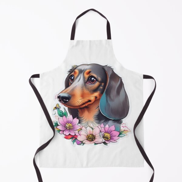 Item preview, Portrait of Adorable Dachshund with watercolor flowers designed and sold by YourNameMatters.