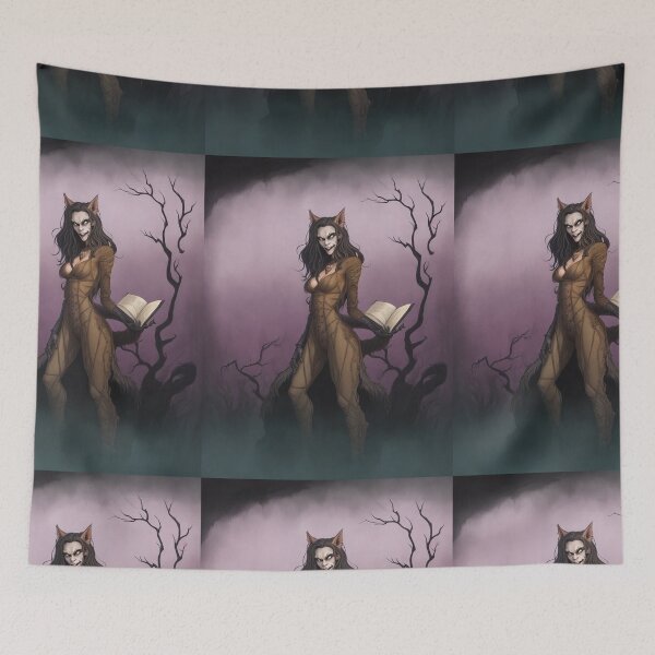 Item preview,  A female werewolf witch illustration designed and sold by Vintage Designs +.