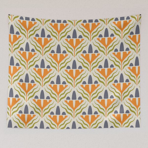 Item preview, KF 0088 D - Vintage Retro Flower 70s Modern Geometric Floral Pattern designed and sold by KhakiFinch.