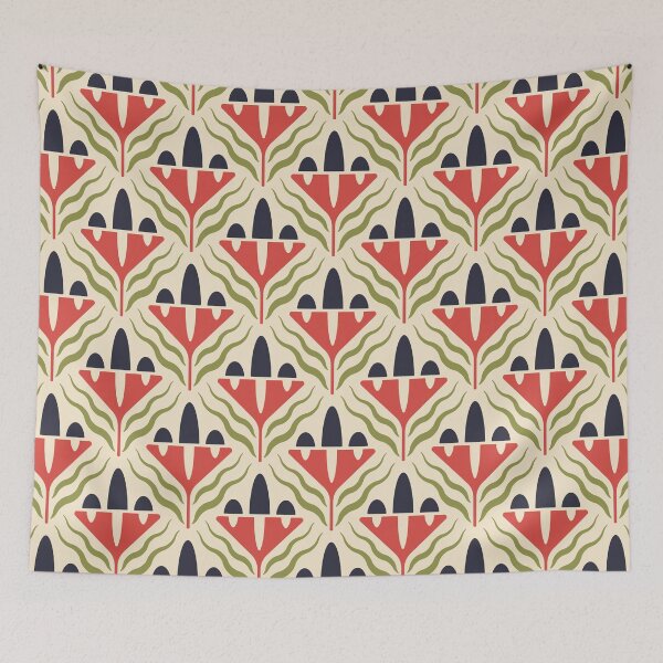 Item preview, KF 0088 F - Vintage Retro Flower 70s Modern Geometric Floral Pattern designed and sold by KhakiFinch.