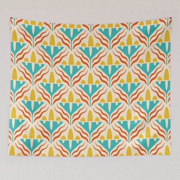 Item preview, KF 0088 G - Vintage Retro Flower 70s Modern Geometric Floral Pattern designed and sold by KhakiFinch.