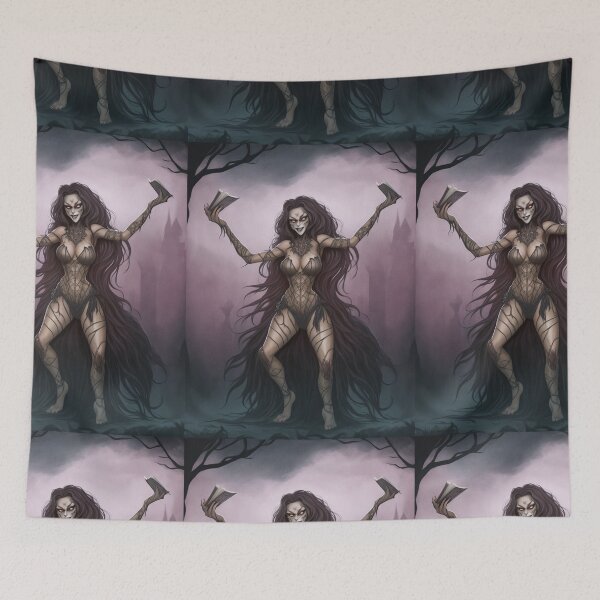 Item preview,  A female werewolf witch illustration designed and sold by Vintage Designs +.