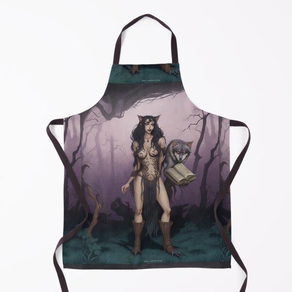 Item preview,  A female werewolf witch illustration designed and sold by Vintage Designs +.