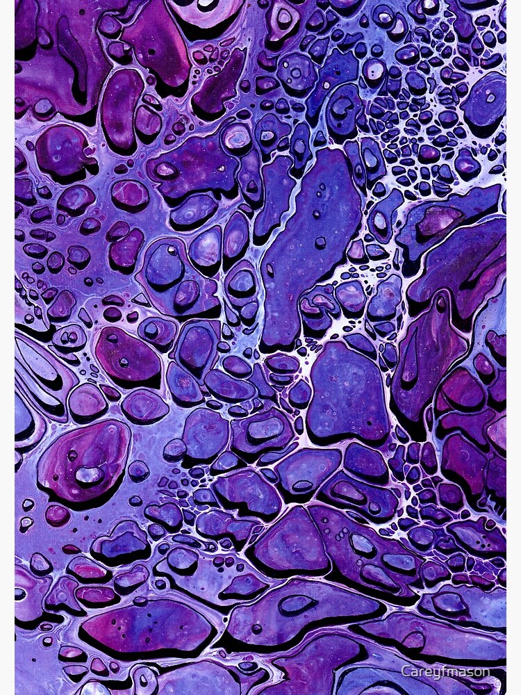 Purple - Paint Pour Print with Fineliner Pen Detail by Careyfmason