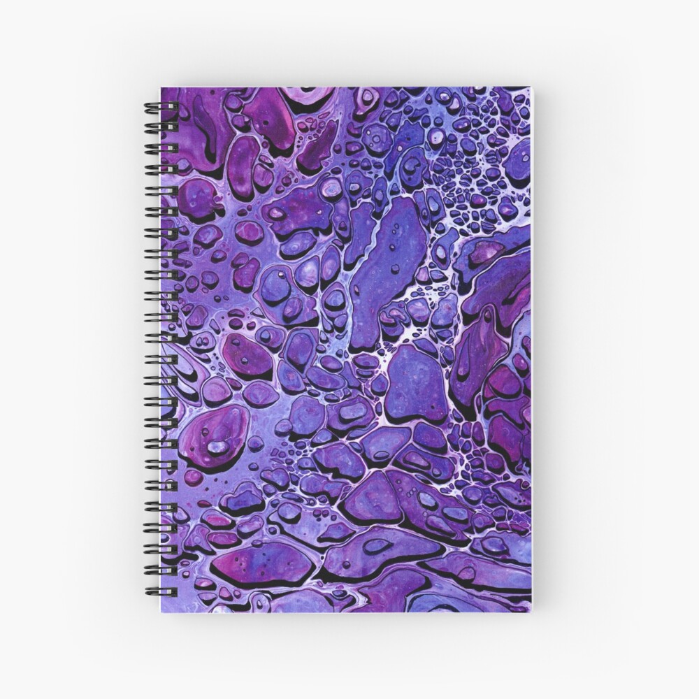 Purple - Paint Pour Print with Fineliner Pen Detail Spiral Notebook