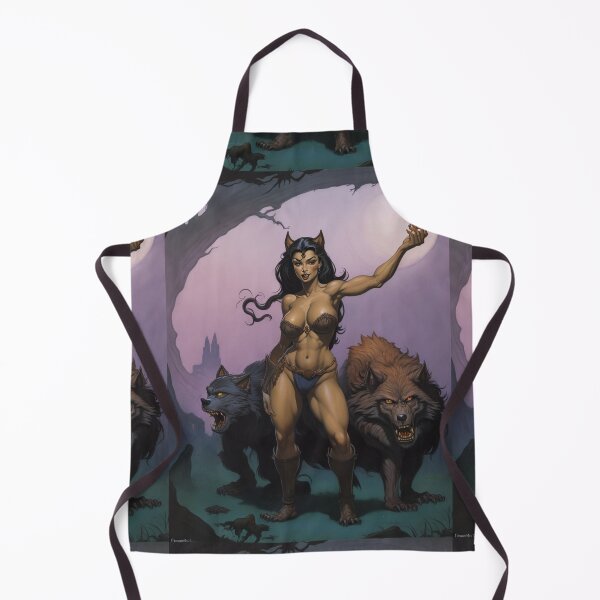 Item preview,  A female werewolf witch illustration designed and sold by Vintage Designs +.