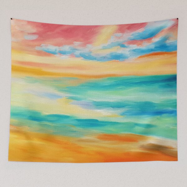 Item preview, peaceful sunrise, oil on canvas designed and sold by Tereza Pilar  Art.