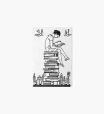 Book Lover on Top of Her World - vintage illustration by Rockwell Kent Art Board
