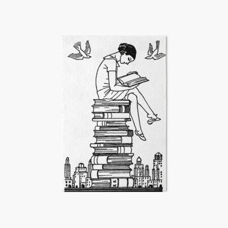 Book Lover on Top of Her World - vintage illustration by Rockwell Kent Art Board Print