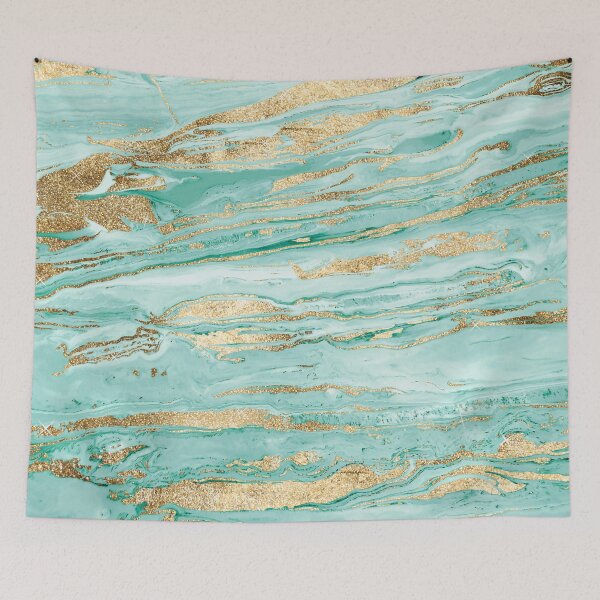 Item preview, Stylish Mint Gold Marble Abstract Liquid Paint designed and sold by InovArtS.
