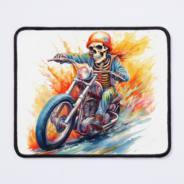 Item preview, Skeleton Riding Mortorcycle in Flaming Watercolour designed and sold by DaliusD.