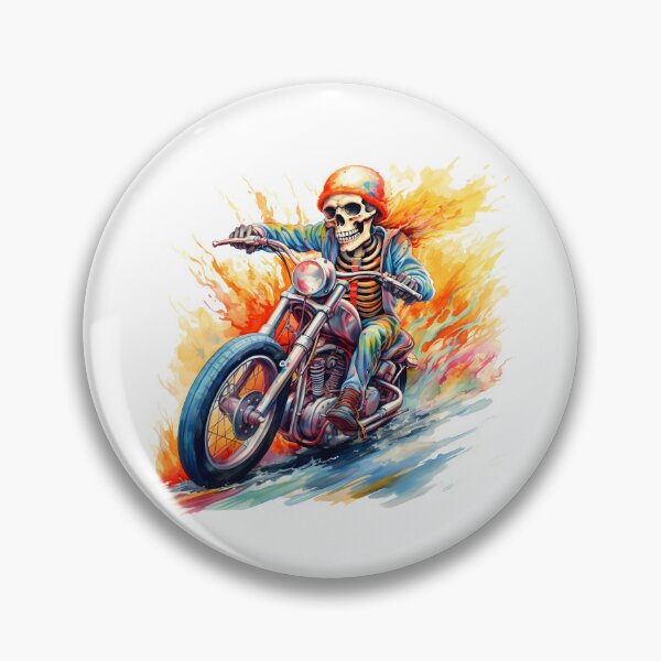 Item preview, Skeleton Riding Mortorcycle in Flaming Watercolour designed and sold by DaliusD.