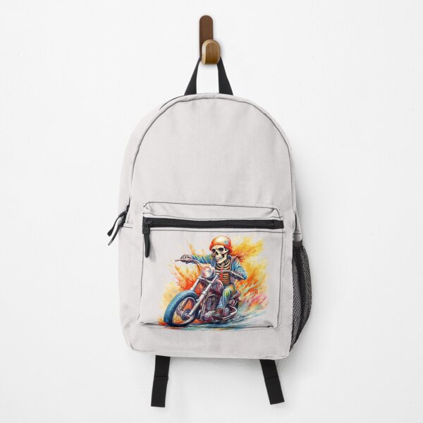 Item preview, Skeleton Riding Mortorcycle in Flaming Watercolour designed and sold by DaliusD.