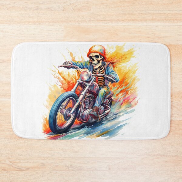 Item preview, Skeleton Riding Mortorcycle in Flaming Watercolour designed and sold by DaliusD.