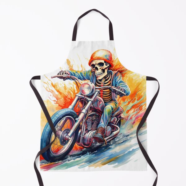 Item preview, Skeleton Riding Mortorcycle in Flaming Watercolour designed and sold by DaliusD.