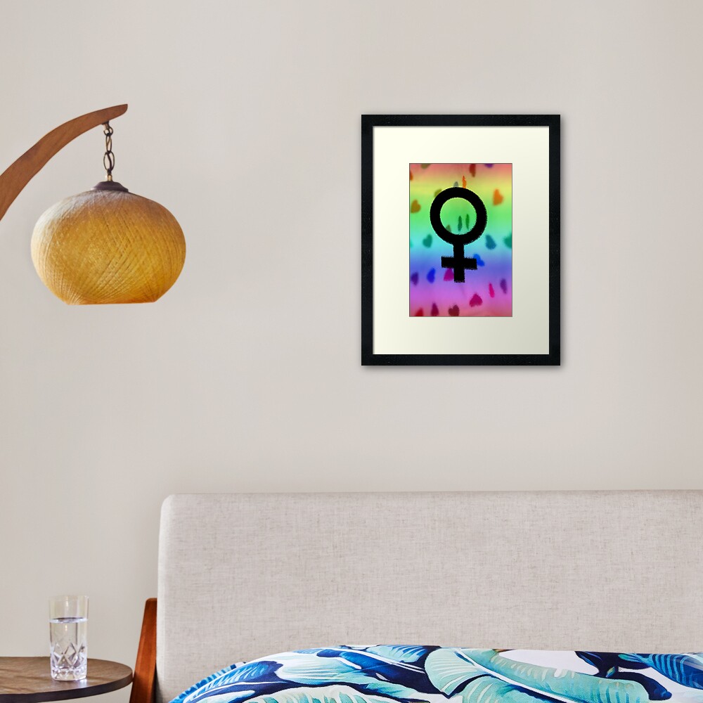 Venus Rainbow Hearts Framed Art Print
